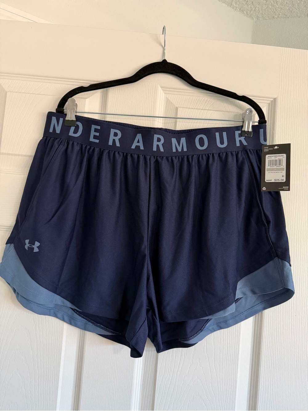 Under Armour Women's Navy and Light Blue Athletic Shorts
